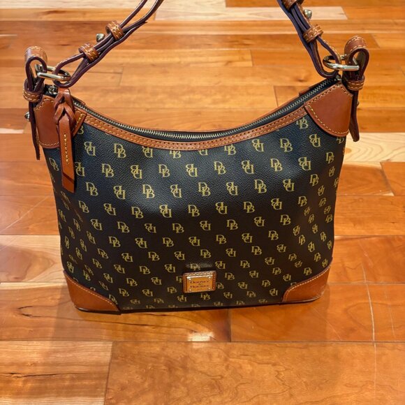 Dooney & Bourke Gretta Hobo Logo Print Canvas/Leather Shoulder Bag - Picture 3 of 15